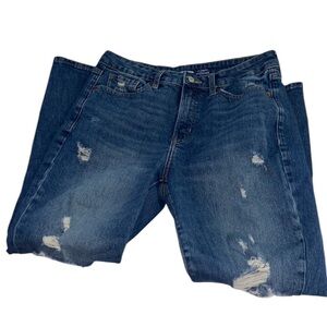 Old Navy Women’s Straight Leg Jeans Size 10 | High-Waisted Distressed Denim